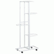Helloshop26 - Jardinière à 5 niveaux pratique avec roues 44 x 23 x 100 cm style moderne en fer blanc 02_0047085 - blanc 3000234586230