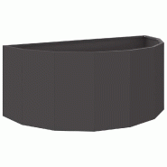 Helloshop26 - Jardinière demi-ronde moderne pour jardin terrasse 90 x 45 x 35 cm en acier noir 02_0052929 - noir acier 3000237656954