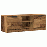Helloshop26 - Meuble TV vieux bois moderne espace de rangement 102 x 35 x 36 cm en bois d'ingénierie vieux bois 02_0050952 - Bois massif 3000236657747