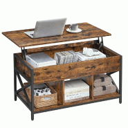 Helloshop26 - Table basse table de salon relevable table basse avec rangement caché et compartiments ouverts cadre en acier 50 x 100 12_0007491 - 300