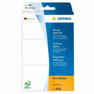 HERMA Etiquettes adresses, 95 x 48 mm, plié en zigzag, blanches - 4301