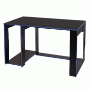 Mendler Bureau HWC-J26, table d'ordinateur table de bureau, 120x60x76cm ~ noir-bleu - noir Bois massif 75840