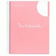 MIQUELRIUS Lot de 5 Cahier Emotions A4, 160p./80 feuilles 90 g/m², reliure intégrale, couverture laminée coloris rose, quadrillé 5x5 - 8422593460566
