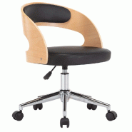 VidaXL Chaise pivotante à manger Noir Bois courbé et similicuir Modèle Kadria - 287424