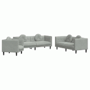VidaXL Ensemble de canapés 3 pcs avec coussins gris clair velours Modèle Mermontia - 3209247