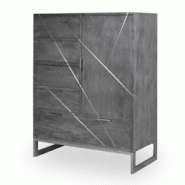 Buffet 5 Tiroirs Et 1 Porte Tina Gris - Bois massif asl012 Buffet 5 Tiroirs Et 1 Porte Tina Gris - Bois massif asl012
