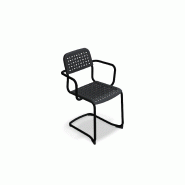 Chaise avec accoudoirs TUBE base luge - noir