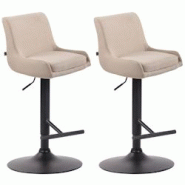 CLP Lot de 2 Tabourets de bar Club en Tissu Crème/Noir - beige textile 318879 CLP Lot de 2 Tabourets de bar Club en Tissu Crème/Noir - beige textile 318879
