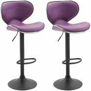 CLP Lot de 2 tabourets de bar Las Vegas V2 similicuir Violet/Noir - violet polyester 316025