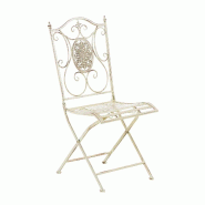 Décoshop26 - Chaise de jardin balcon terrasse design rustique pliable en métal crème vieilli 10_0003034 - beige métal 3000251361513
