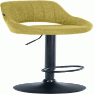 Décoshop26 - Tabouret de bar x1 avec repose-pieds réglables en tissu vert dossier ajouré et pied métal noir  10_0006128 - noir métal 3000265399090