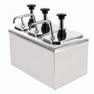 Distributeur de sauce 2 Litres x 3 en inox - Mécanisme de pompage dans le couvercle - Cuistance - gris inox SSPD2LX3