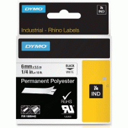 DYMO RHINO Ruban polyester noir/blanc, 6 mm x 5,5 m - 1805442