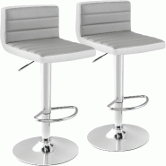 Ensemble de 2 tabourets de bar COSTWAY, chaises de bar pivotantes, hauteur réglable de 82 à 102 cm, tabourets de cuisine - gris métal VH33433SD