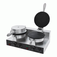 Gaufrier électrique double en fonte - plaque pour cornets de glaces Ø 190mm