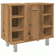 Helloshop26 - Armoire de salle de bain murale pratique 60 x 32 x 54 cm rangement spacieux design épuré en bois d'ingénierie chêne 02_0050778 - Boi