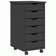 Helloshop26 - Armoire roulante avec tiroirs 34 x 39 x 65,5 cm rangement pratique moderne rustique en pin gris 02_0047158 - gris Bois massif 3000234628