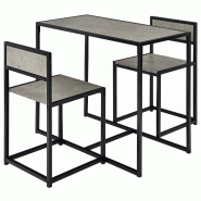 Helloshop26 - Ensemble 3 pièces table à manger et 2 chaises 90 x 47 x 76 cm compactes et pratiques style industriel en bois 20_0017678 - métal 3000