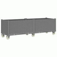 Helloshop26 - Jardinière bac lit surélevé plantes fleurs terrasse jardin à roulettes clair 160 x 50 x 54 cm PP gris 02_0038845 - 3000217942510 Helloshop26 - Jardinière bac lit surélevé plantes fleurs terrasse jardin à roulettes clair 160 x 50 x 54 cm PP gris 02_0038845 - 3000217942510