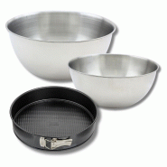 Lot comprenant 1 Moule à manqué 24 cm, 1 spatule Zenker et 2 bols à mixer en inox Fackelmann - noir multi-matériau 3176239936247