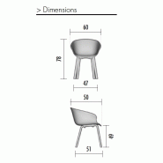 Lot de 4 chaises visiteurs Hop - Mobel Linea. - Blanc