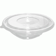 Nvase ECOLOMIQUE - 25 Pcs - Saladier plastique PET rond transparent - 1000 ml, Ø230 mm avec couvercle - noir plastique NVS210SRCB1000