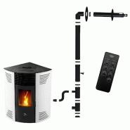Poêle à granulés d’angle étanche Iseos 12,2 kW Blanc Sannover + Kit d’installation - blanc acier 3760401213948