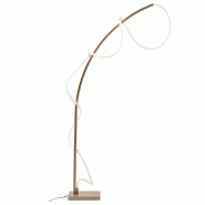 ROSSINI ILLUMINAZIONE Lampadaire LED STRING 50W 3000K Couleur Or Satiné - Design Moderne à 360 Degrés pour Intérieur - Lampe en Métal et Silicone