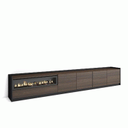SKRAUT HOME Meuble TV, Banc Télé, 310x50x37 cm, Pour les TV jusqu'à 80", Cheminée électrique, Chêne foncé et Noir - marron Bois manufacturé 692_3