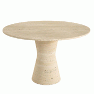 STELLAMEUBLES Table basse trio AKASSIA en Travertin et Bois - 3667335112869