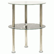 Table 2 niveaux Transparent et noir marbre 38 cm Verre trempé Modèle Zenith Signature Plus - 322789_0