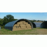 Tunnel de stockage / ouvert / structure en acier / couverture en pvc / ancrage au sol avec platine