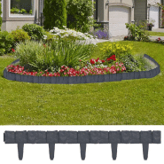 Vidaxl clôture de jardin aspect de pierre 41 pcs plastique 10 m 314684