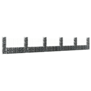 Vidaxl panier de gabion en forme de u avec 6 poteaux fer 620x20x100 cm 151279