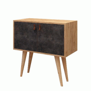 WellHome - Console en panneau de particules plaqué mélaminé marron et gris foncé 80x80x80 cm - marron WH1620