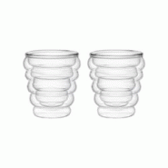 Aulica Tasses à thé et café double paroi vague 250ml - lot de 2 - transparent 216101 Aulica Tasses à thé et café double paroi vague 250ml - lot de 2 - transparent 216101