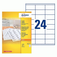 Avery - Boite de 2400 Étiquettes Autocollantes multi-usages, Format 70 x 35 mm, Impression copieur, (DP245-100) - 3266557270359