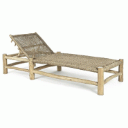 Bain de soleil inclinable Lampok en teck 80 x 185 x 70 cm