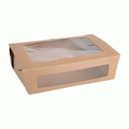 Boîtes salade avec fenêtre carton recyclable 1600ml - Lot de 100 | Fiesta