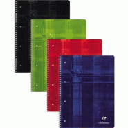 Clairefontaine Lot de 5 Cahier Metric Studium A4+, 240p./120 feuilles perforées 90 g/m² reliure intégrale, quadrillé 5x5 cadré 4 teintes de papie