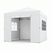 COSTWAY Pavillon 3x3 m, pliable, parois latérales amovibles et 4 sacs, imperméable, blanc. - blanc métal ZB35758IT