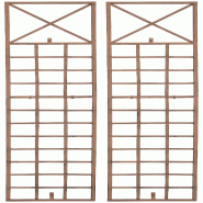 Décoshop26 - Lot de 2 treillis décoration mural jardin roses plantes grimpantes 198 x 40 cm métal marron vieilli 10_0008918 - métal 3000266913073