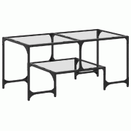 Décoshop26 - Table basse de salon design moderne avec dessus en verre transparent 98,5 x 50 x 45cm acier DEC037379 - verre 3000263249311
