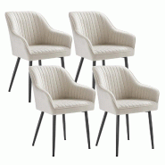 Helloshop26 - Chaise de salle à manger fauteuil siège rembourrée avec accoudoirs largeur d'assise 49 cm pieds en métal revêtement en 12_0004914 -