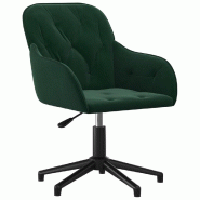 Helloshop26 - Chaise fauteuil siège pivotante de bureau informatique étude foncé velours vert 02_0024188 - vert métal 3000214729992
