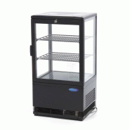 Maxima - Vitrine réfrigérée 58L noire avec ventilateur, LED, double vitrage sur 4 côtés, serrure, régulateur de température numérique 42.8x38.