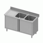 Plonge avec 2 bacs à droite sur armoire portes battantes 1500x700x9... - P934627150