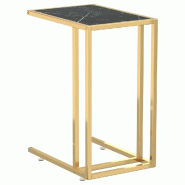 Table d'appoint ordinateur Marbre noir 50x35x65 cm Verre trempé Modèle Orion Compact - 331647