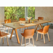 Table de réunion Viga - hêtre massif et placage bois - dimensions 220x110 cm ou 240x110 cm