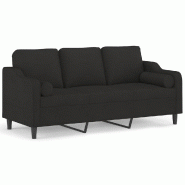 VidaXL Canapé 3 places avec oreillers décoratifs noir 180 cm tissu Modèle AbriNext 386 - 3200857